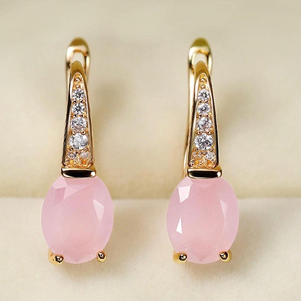 The Pink Moon Nights 14k Gold Plated Pink moonstone earrings
